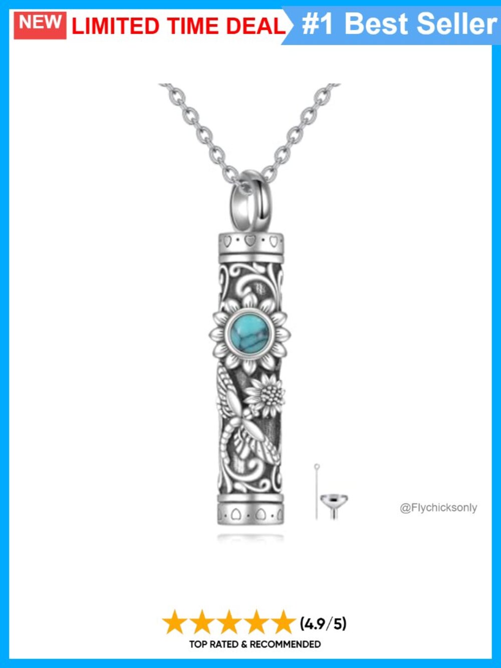 Sterling Silver Urn Necklace for Ashes, Tree of Life Sunflower Cremation